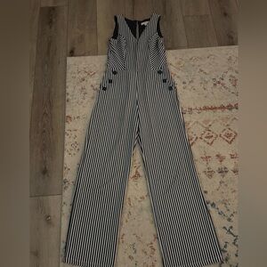 Striped Navy Blue and White Jumpsuit